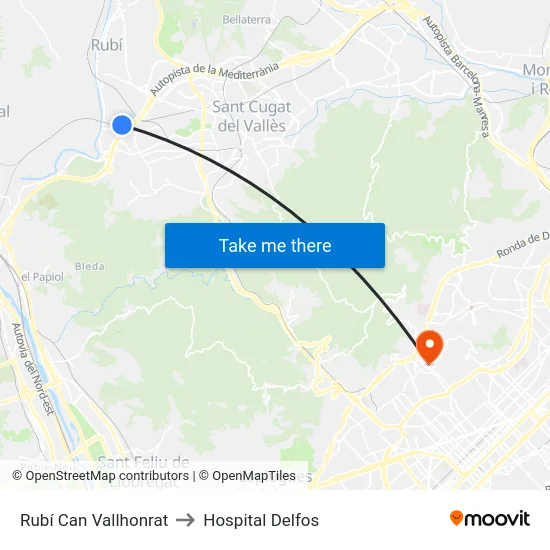Rubí Can Vallhonrat to Hospital Delfos map