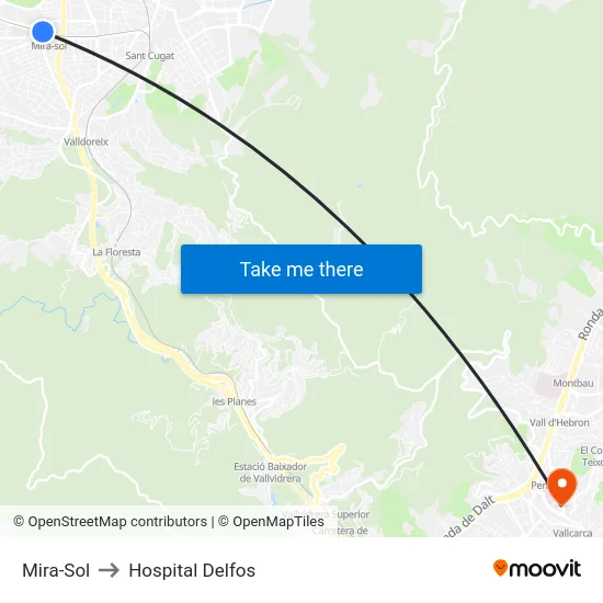 Mira-Sol to Hospital Delfos map