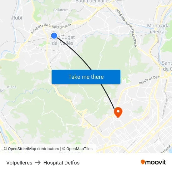 Volpelleres to Hospital Delfos map