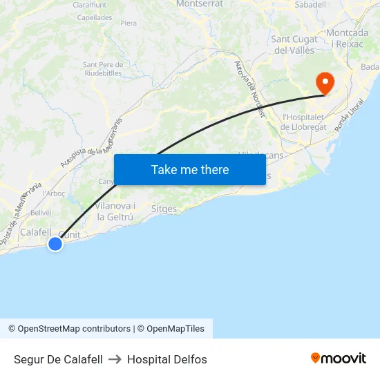 Segur De Calafell to Hospital Delfos map