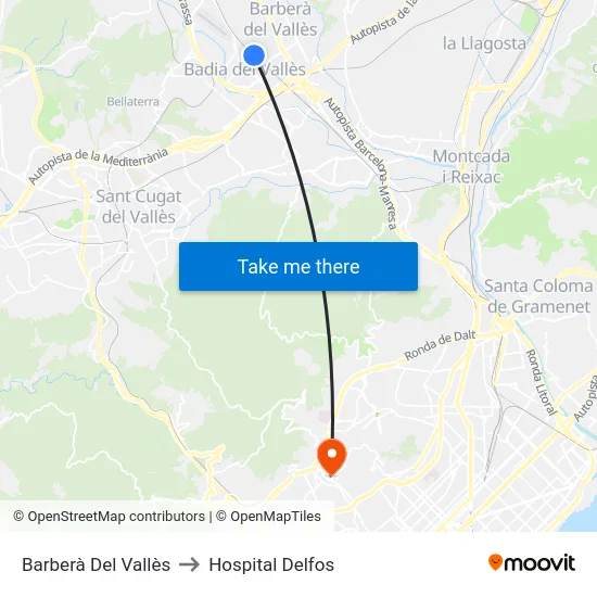 Barberà Del Vallès to Hospital Delfos map