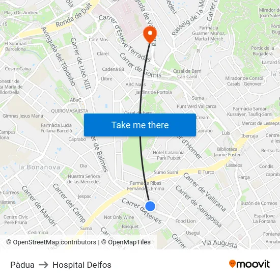 Pàdua to Hospital Delfos map