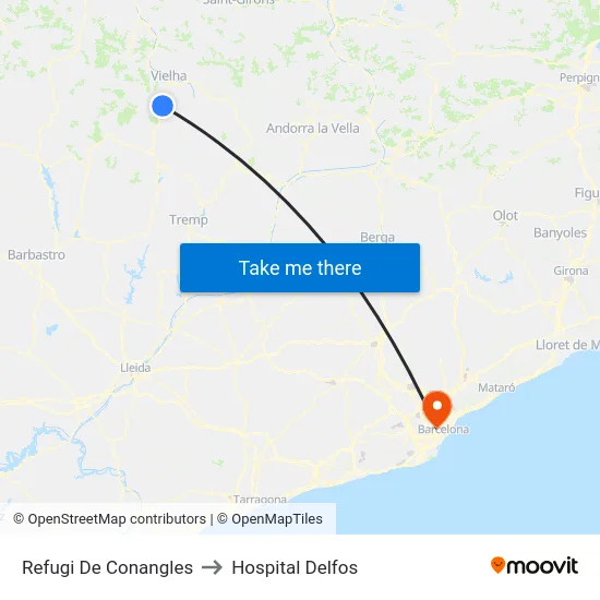 Refugi De Conangles to Hospital Delfos map