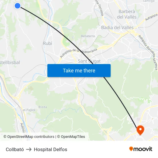 Collbató to Hospital Delfos map