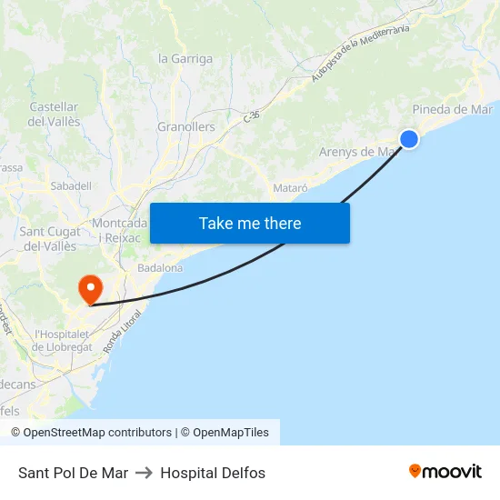 Sant Pol De Mar to Hospital Delfos map