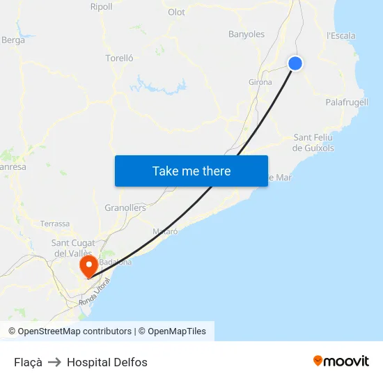 Flaçà to Hospital Delfos map