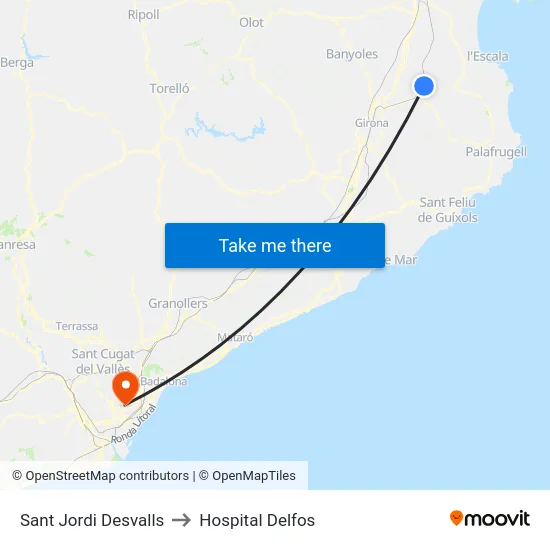 Sant Jordi Desvalls to Hospital Delfos map