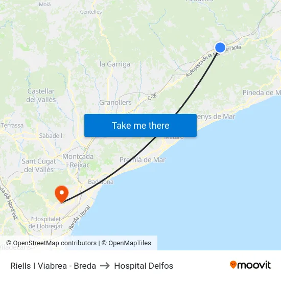 Riells I Viabrea - Breda to Hospital Delfos map