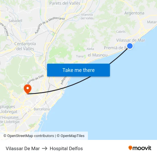 Vilassar De Mar to Hospital Delfos map