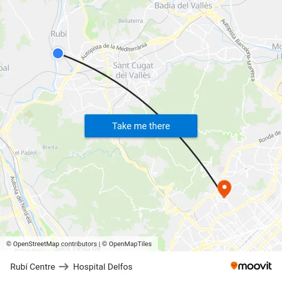 Rubí Centre to Hospital Delfos map