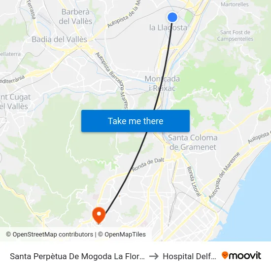 Santa Perpètua De Mogoda La Florida to Hospital Delfos map