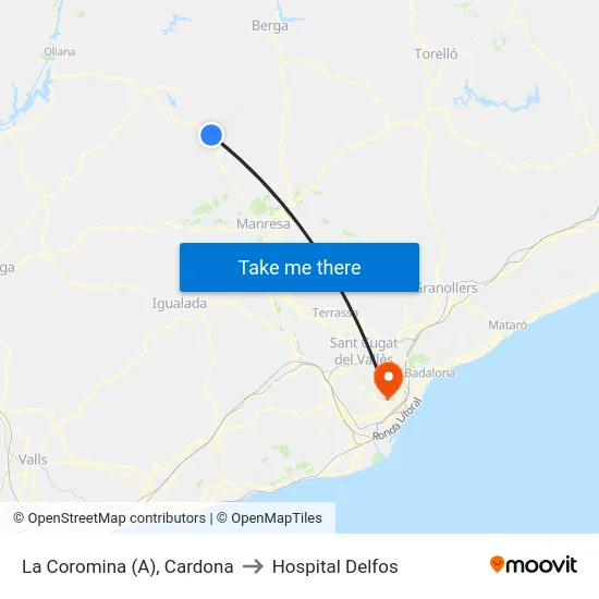 La Coromina (A), Cardona to Hospital Delfos map
