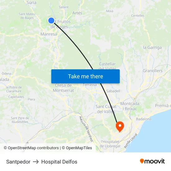 Santpedor to Hospital Delfos map