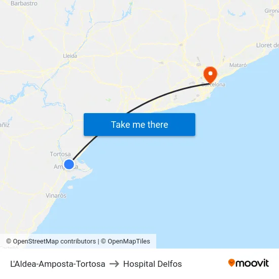 L'Aldea-Amposta-Tortosa to Hospital Delfos map
