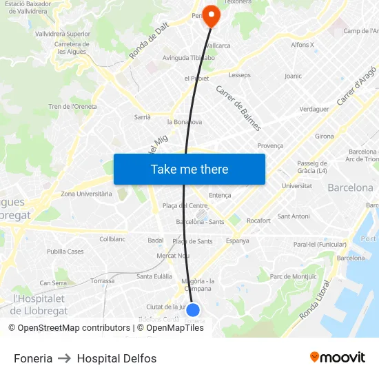 Foneria to Hospital Delfos map