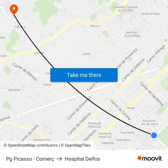 Pg Picasso - Comerç to Hospital Delfos map