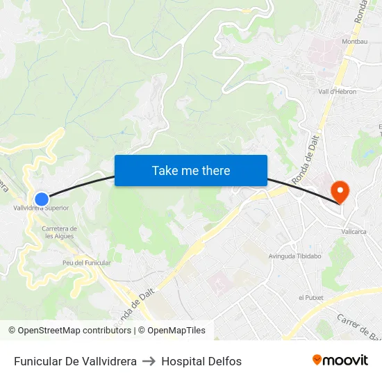 Funicular De Vallvidrera to Hospital Delfos map