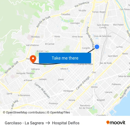 Garcilaso - La Sagrera to Hospital Delfos map
