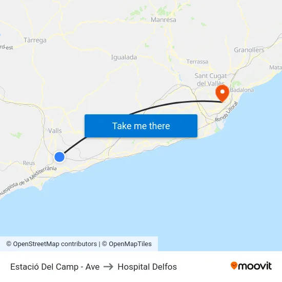 Estació Del Camp - Ave to Hospital Delfos map