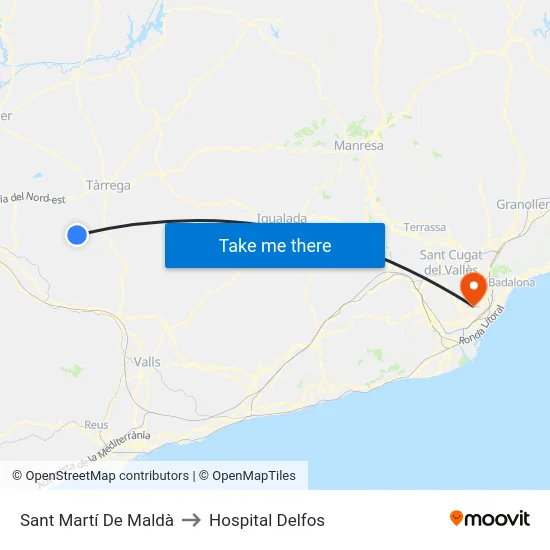 Sant Martí De Maldà to Hospital Delfos map