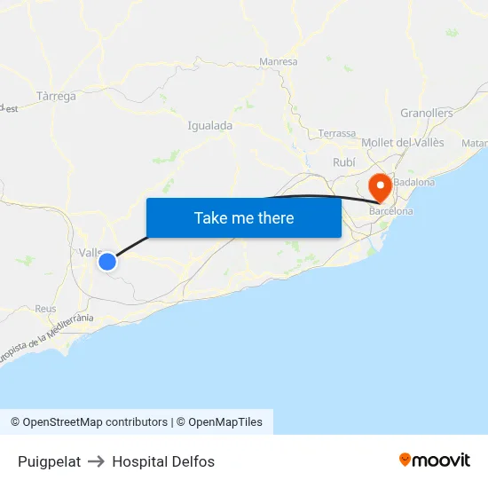 Puigpelat to Hospital Delfos map