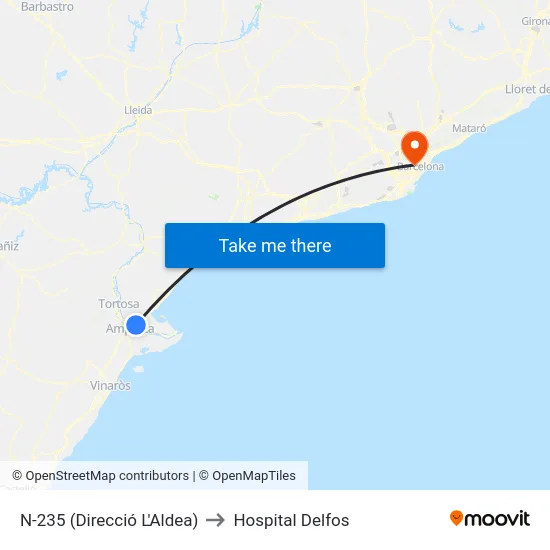 N-235 (Direcció L'Aldea) to Hospital Delfos map