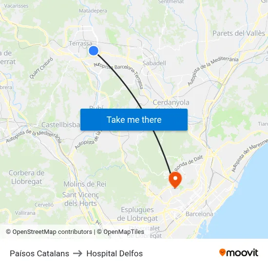 Paísos Catalans to Hospital Delfos map