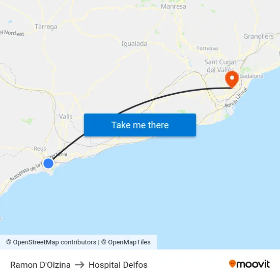 Ramon D'Olzina to Hospital Delfos map