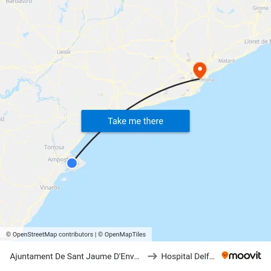 Ajuntament De Sant Jaume D'Enveja to Hospital Delfos map
