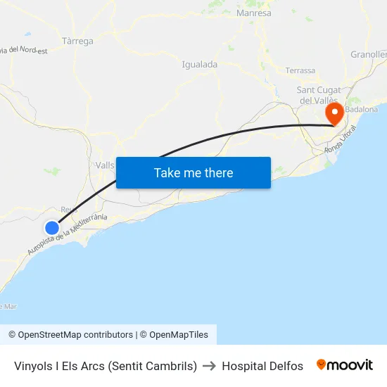 Vinyols I Els Arcs (Sentit Cambrils) to Hospital Delfos map