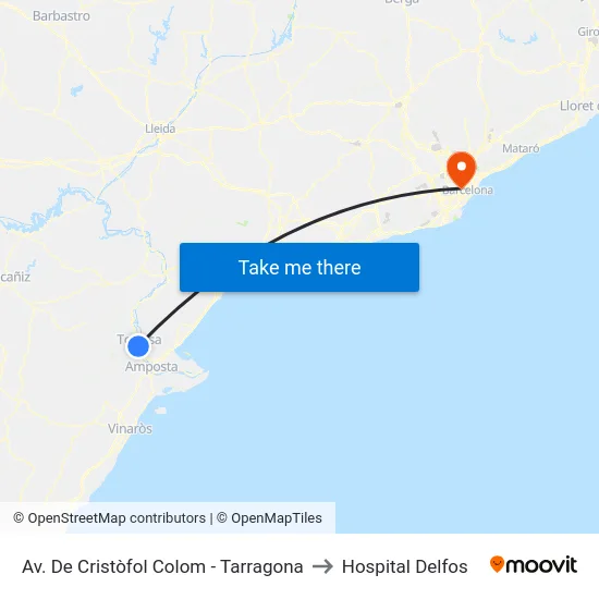 Av. De Cristòfol Colom - Tarragona to Hospital Delfos map