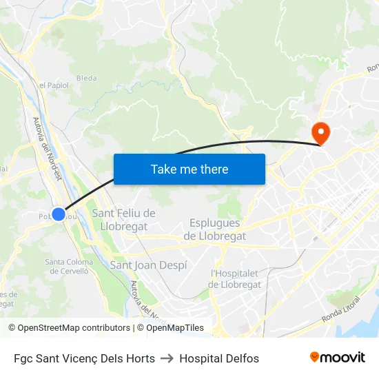 Fgc Sant Vicenç Dels Horts to Hospital Delfos map