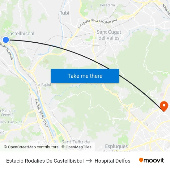 Estació Rodalies De Castellbisbal to Hospital Delfos map