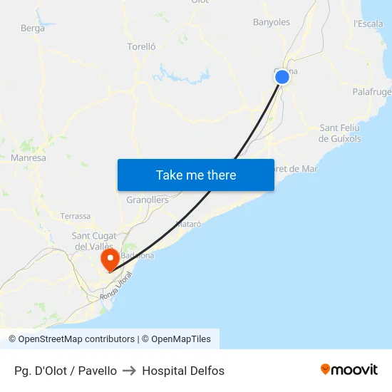 Pg. D'Olot / Pavello to Hospital Delfos map