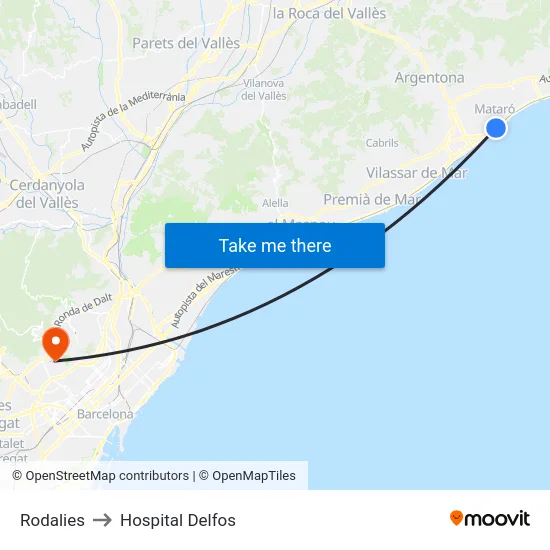 Rodalies to Hospital Delfos map