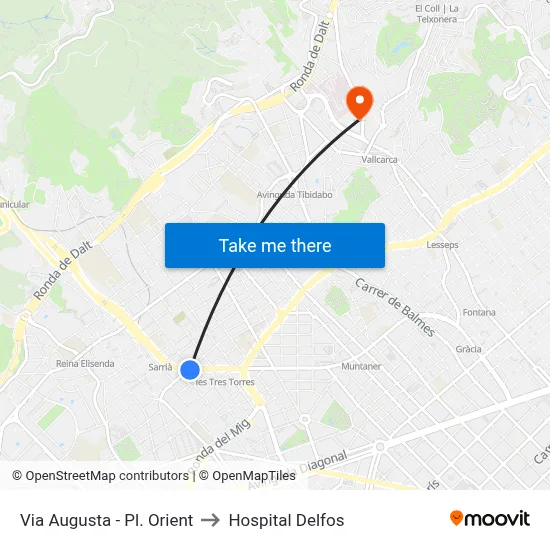 Via Augusta - Pl. Orient to Hospital Delfos map
