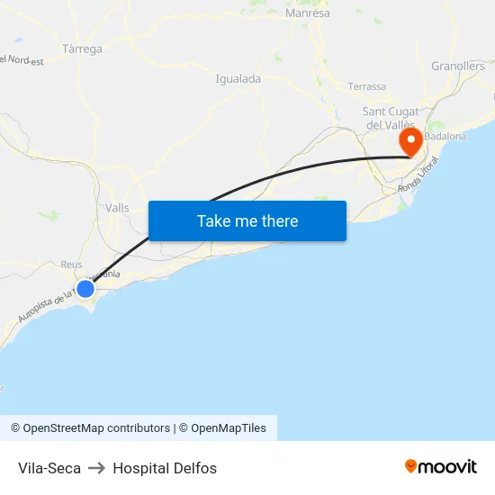 Vila-Seca to Hospital Delfos map