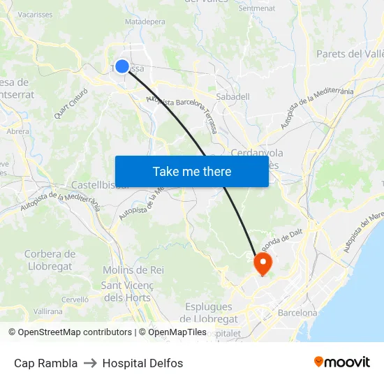Cap Rambla to Hospital Delfos map