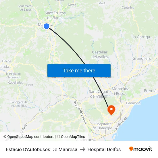 Estació D'Autobusos De Manresa to Hospital Delfos map