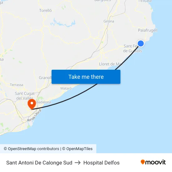Sant Antoni De Calonge Sud to Hospital Delfos map