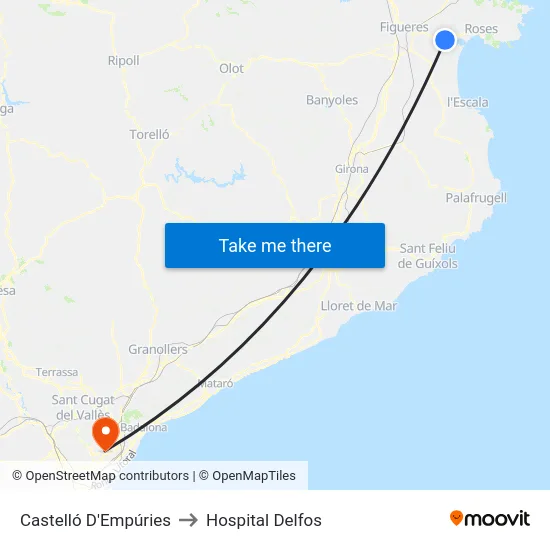 Castelló D'Empúries to Hospital Delfos map