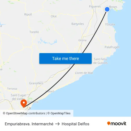 Empuriabrava. Intermarché to Hospital Delfos map