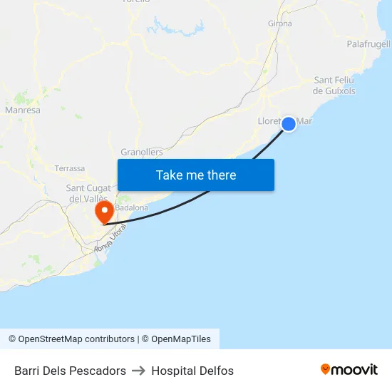 Barri Dels Pescadors to Hospital Delfos map