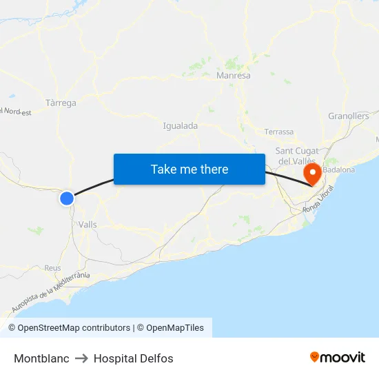 Montblanc to Hospital Delfos map