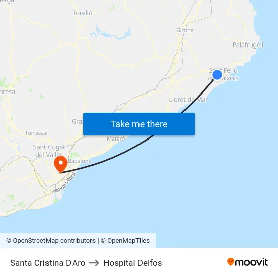 Santa Cristina D'Aro to Hospital Delfos map