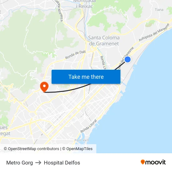 Metro Gorg to Hospital Delfos map