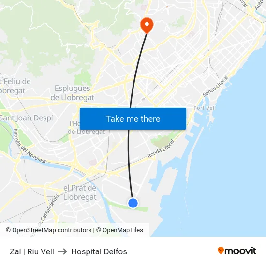 Zal | Riu Vell to Hospital Delfos map
