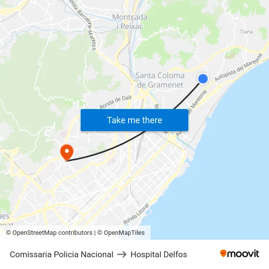 Comissaria Policia Nacional to Hospital Delfos map