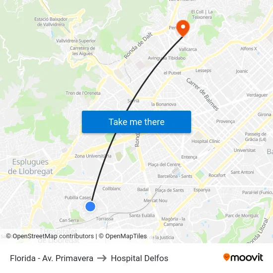 Florida - Av. Primavera to Hospital Delfos map
