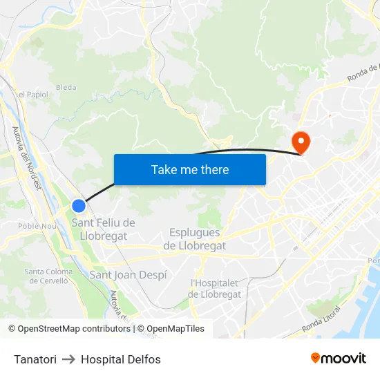 Tanatori to Hospital Delfos map